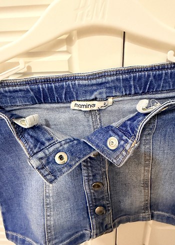 Mamino Düğmeli Açık Mavi Kız Çocuk Denim Etek - Görsel 8