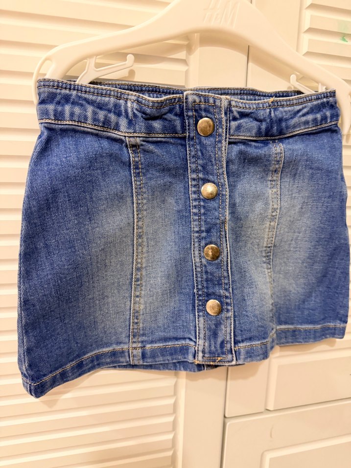 Mamino Düğmeli Açık Mavi Kız Çocuk Denim Etek - Görsel 3