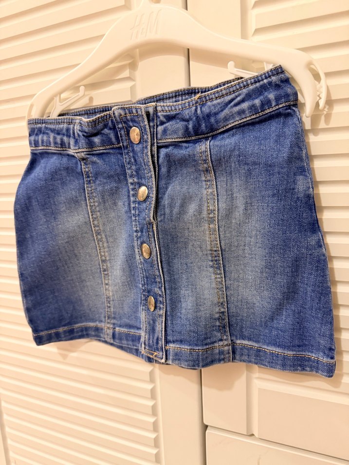 Mamino Düğmeli Açık Mavi Kız Çocuk Denim Etek - Görsel 4