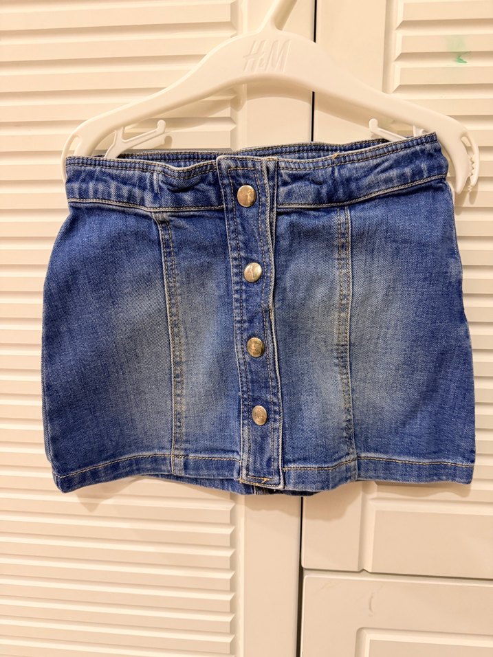 Mamino Düğmeli Açık Mavi Kız Çocuk Denim Etek - Görsel 2