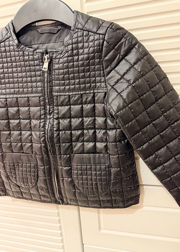 Koton Siyah Kız Çocuk Fermuarlı Deri Mont - Görsel 3