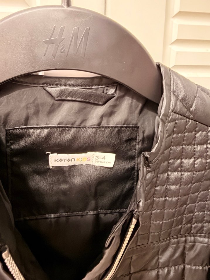 Koton Siyah Kız Çocuk Fermuarlı Deri Mont - Görsel 4