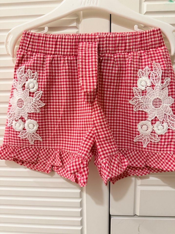 Mamino Kız Çocuk Kırmızı Nakışlı Dantel Şort - Görsel 2