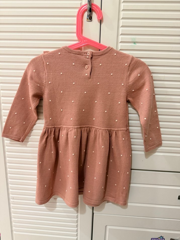 H&M Uzun Kollu Fırfırlı Pembe Kız Çocuk Elbise - Görsel 4