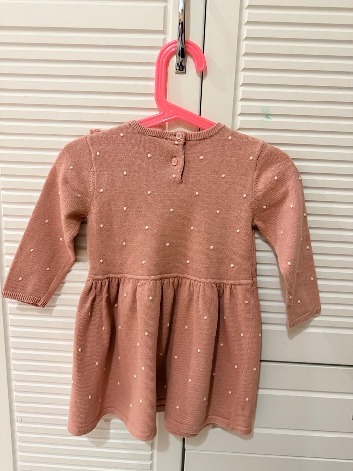 H&M Uzun Kollu Fırfırlı Pembe Kız Çocuk Elbise - Görsel 5