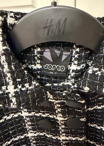 Kız Çocuk Düğmeli Siyah Ekose Midi Kaban - Görsel 6