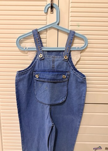 Kızlar için Mavi Kot Askılı Bol Tulum - Görsel 2