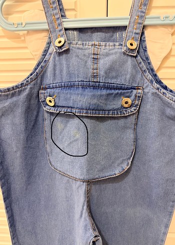 Kızlar için Mavi Kot Askılı Bol Tulum - Görsel 4