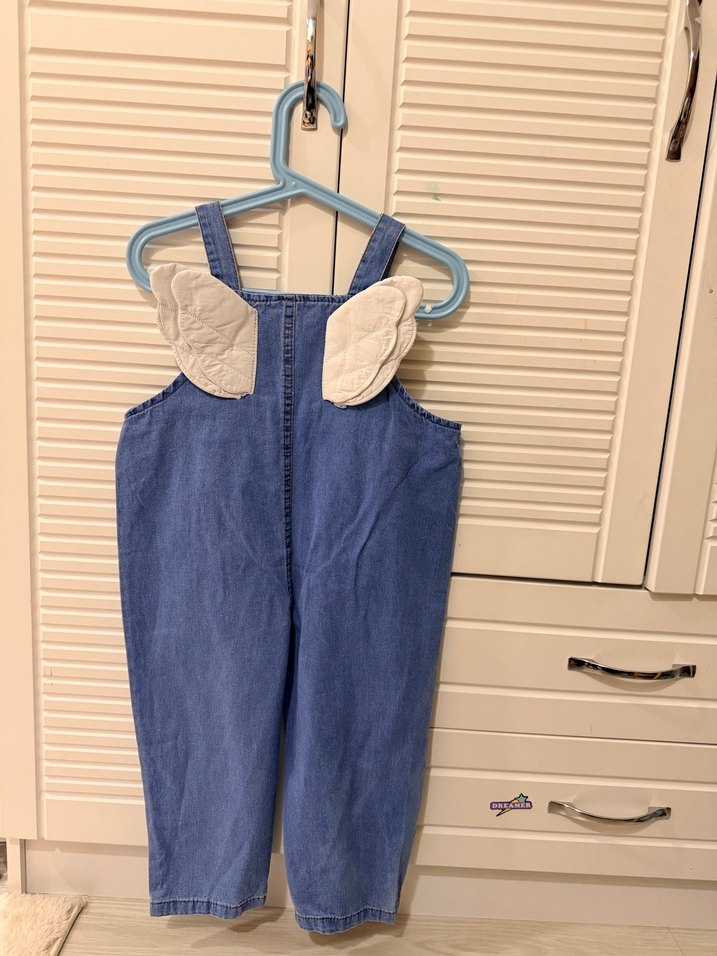 Kızlar için Mavi Kot Askılı Bol Tulum - Görsel 3