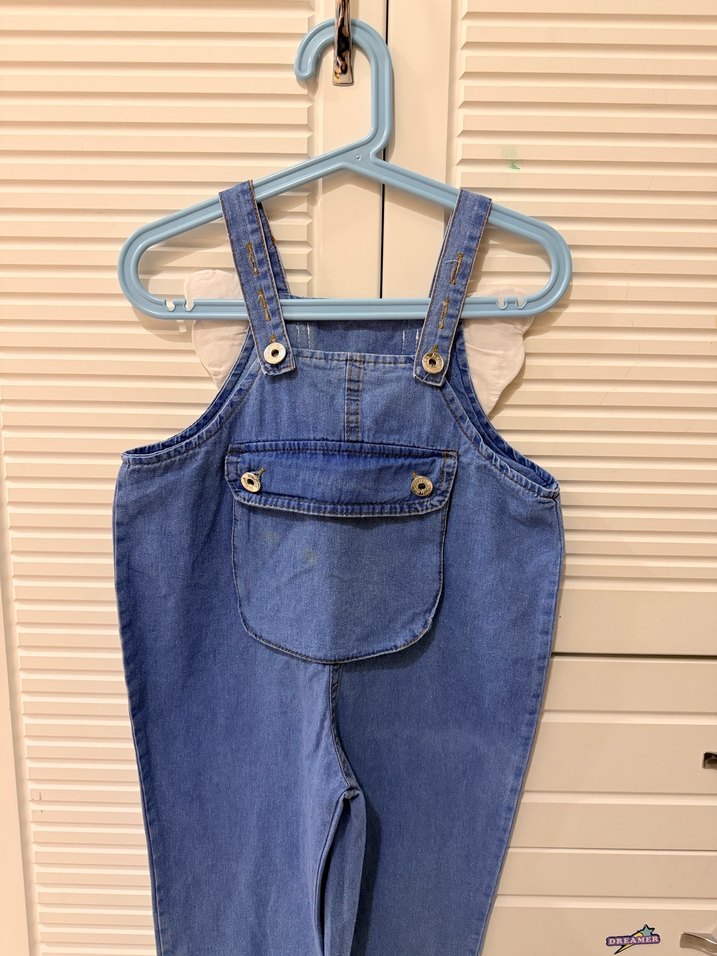 Kızlar için Mavi Kot Askılı Bol Tulum - Görsel 2