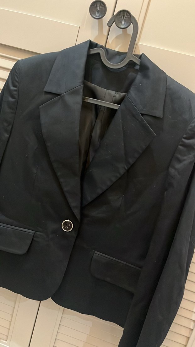 Siyah Kadın Midi Blazer Ceket - Görsel 2
