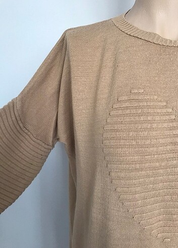 40 Beden camel Renk Triko Taba Uzun Tunik