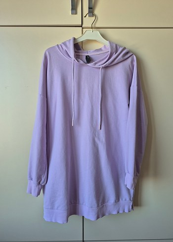 Kadın Lila Kapüşonlu Uzun Kollu Sweatshirt