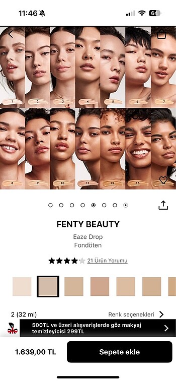 Fenty beauty eaze drop skin tint fondöten 2 numara - Görsel 5
