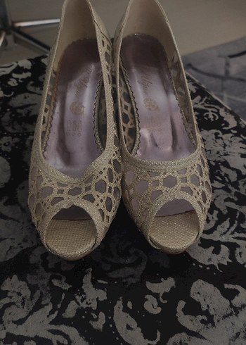 Bej Topuklu Kadın Ayakkabı - Görsel 2