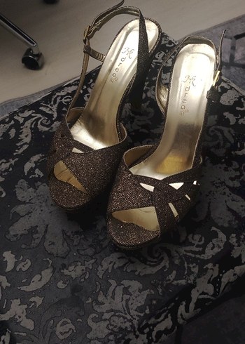 Kahverengi Yılan Desenli Platform Topuklu Kadın Ayakkabı - Görsel 2