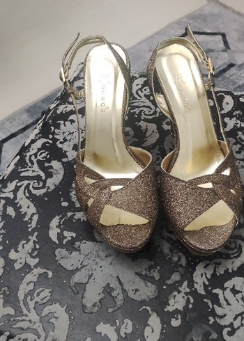 Kahverengi Yılan Desenli Platform Topuklu Kadın Ayakkabı - Görsel 3