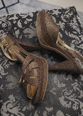 Kahverengi Yılan Desenli Platform Topuklu Kadın Ayakkabı - Görsel 8