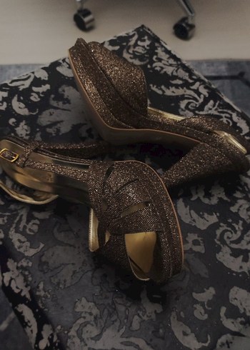 Kahverengi Yılan Desenli Platform Topuklu Kadın Ayakkabı - Görsel 6