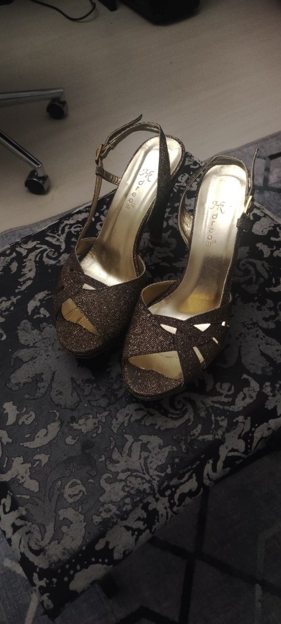 Kahverengi Yılan Desenli Platform Topuklu Kadın Ayakkabı - Görsel 2