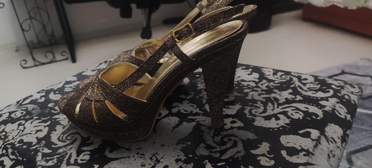 Kahverengi Yılan Desenli Platform Topuklu Kadın Ayakkabı - Görsel 4