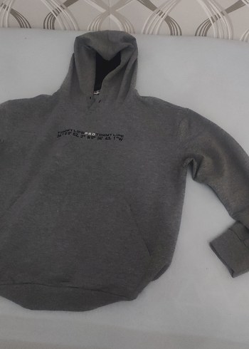 Gri Kapüşonlu Sweatshirt - Görsel 3