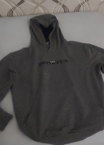 Gri Kapüşonlu Sweatshirt - Görsel 4