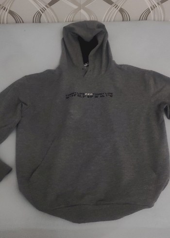 Gri Kapüşonlu Sweatshirt - Görsel 6