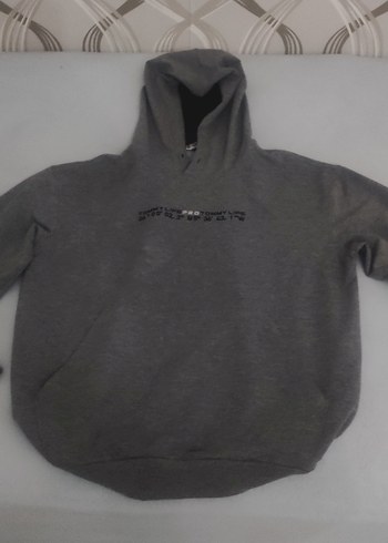 Gri Kapüşonlu Sweatshirt - Görsel 7