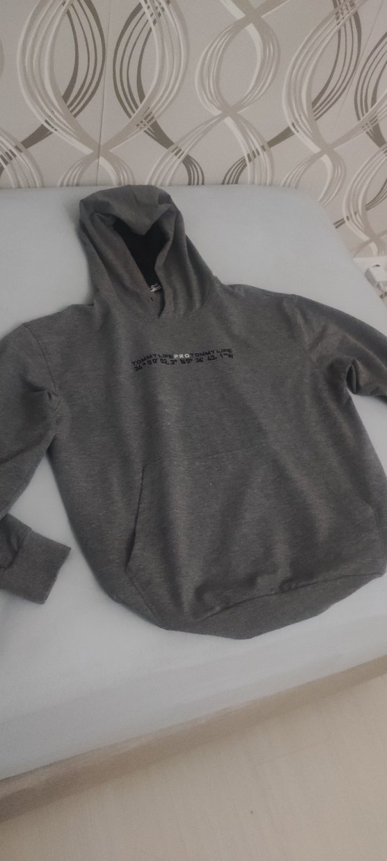 Gri Kapüşonlu Sweatshirt - Görsel 5