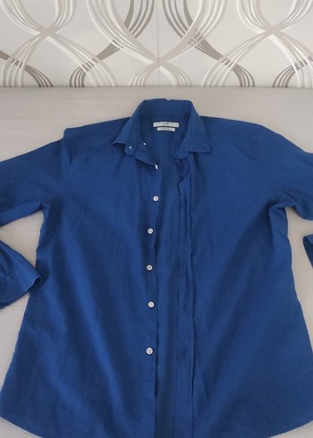 Mavi Keten Erkek Gömlek - Görsel 4