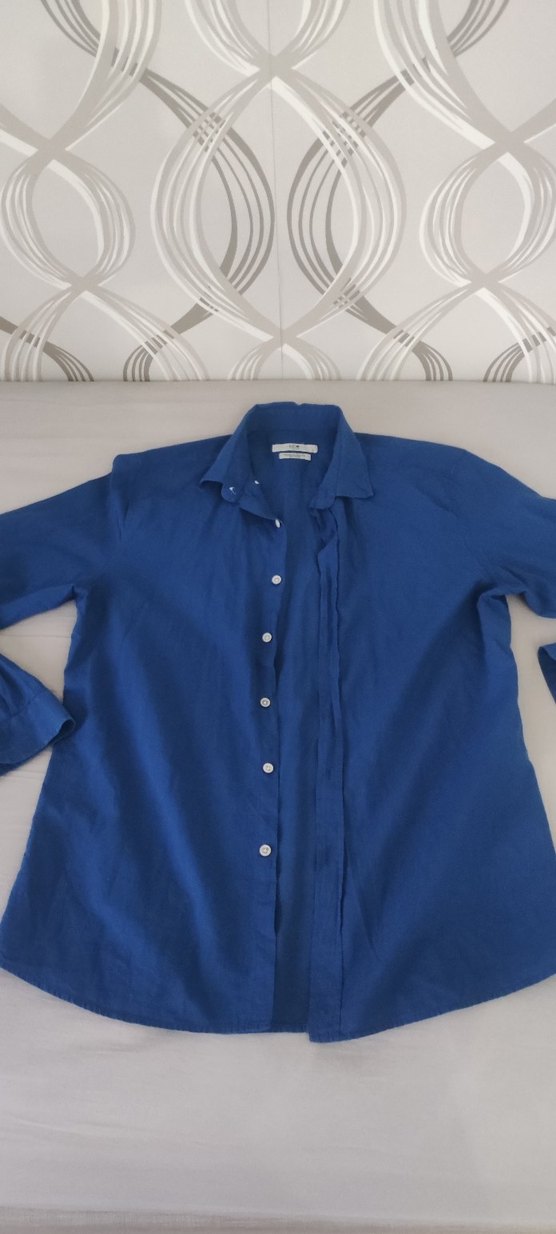 Mavi Keten Erkek Gömlek - Görsel 4