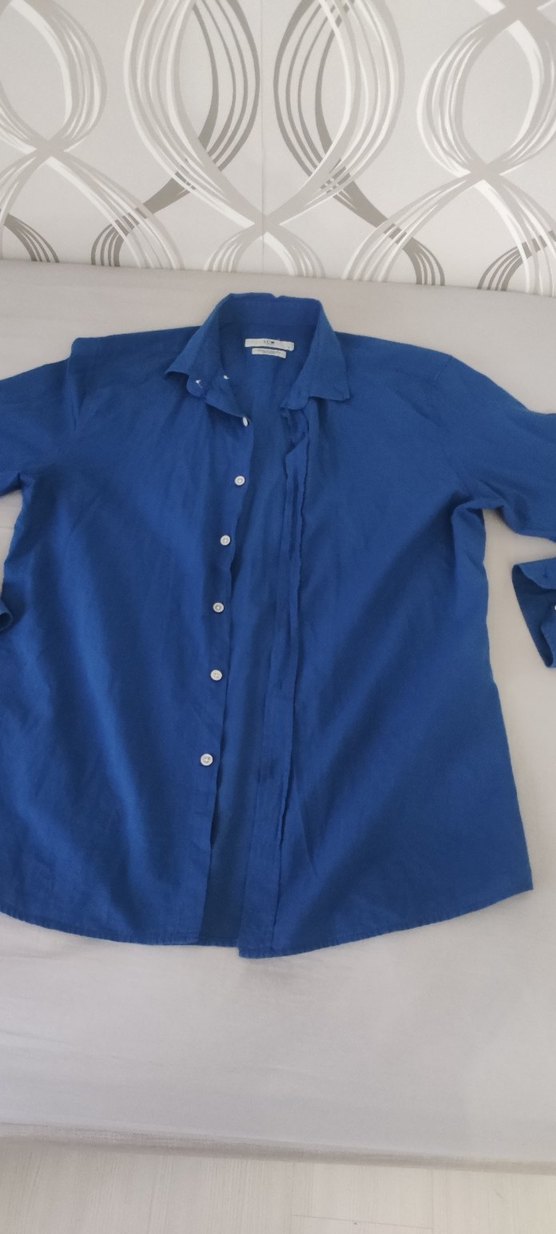 Mavi Keten Erkek Gömlek - Görsel 3