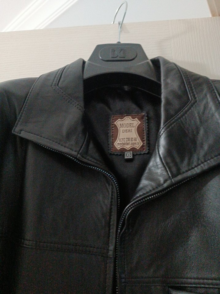 Erkek Siyah Deri Biker Ceket - Görsel 3