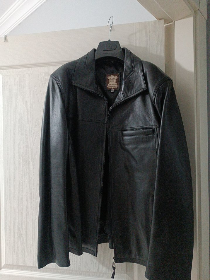 Erkek Siyah Deri Biker Ceket - Görsel 4