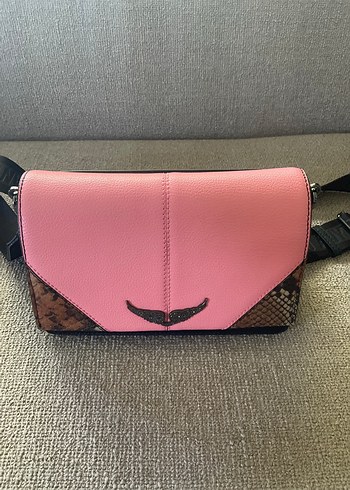 Zadig & Voltaire Zadig & Voltaire Pembe Yılan Derisi Desenli Deri Kadın Çanta