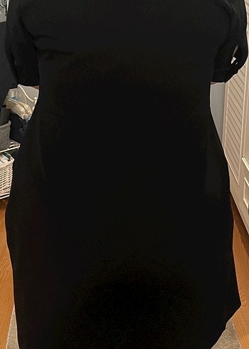 Düğmeli Siyah Midi Elbise - Görsel 2