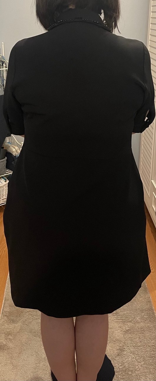 Düğmeli Siyah Midi Elbise - Görsel 2