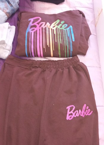 Barbie Baskılı Mor Rahat Kadin Eşofman Takımı