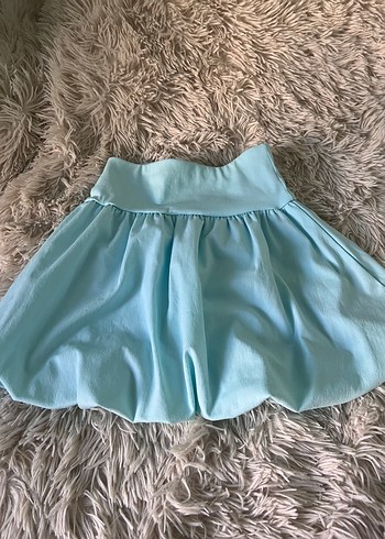 Mavi Mini Etek, Fırfırlı, Rahat Kesim