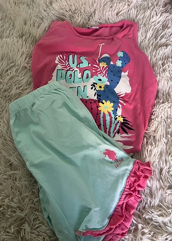 Kız Çocuk Renkli Baskılı Fırfırlı Pijama Takımı