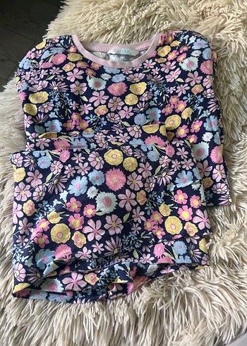 Çiçek Desenli kısa Kollu Kız Pijama Takımı