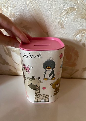 Pastel Pembe Hayvan Desenli Kumbara - Görsel 2