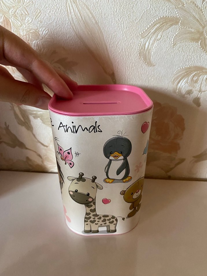 Pastel Pembe Hayvan Desenli Kumbara - Görsel 2