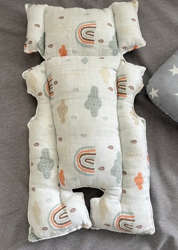 Nakışlı Gri Pamuk Bebek Uyku Minderi - Görsel 2