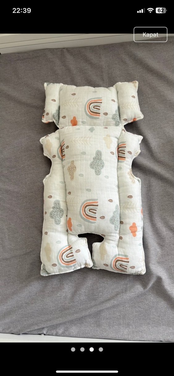 Nakışlı Gri Pamuk Bebek Uyku Minderi - Görsel 3