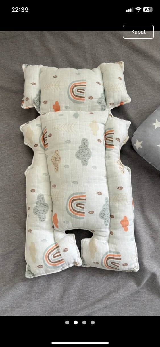 Nakışlı Gri Pamuk Bebek Uyku Minderi - Görsel 2