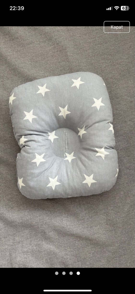Nakışlı Gri Pamuk Bebek Uyku Minderi - Görsel 4