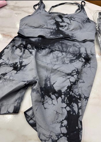 Oysho Gri Batik Desenli Dantelli Mini Spor Takım