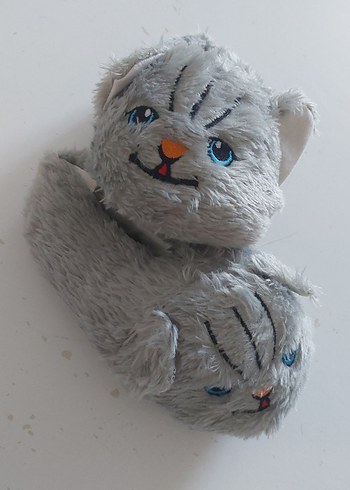 Gri Kürklü Kız Çocuk Ev Terliği - Görsel 3